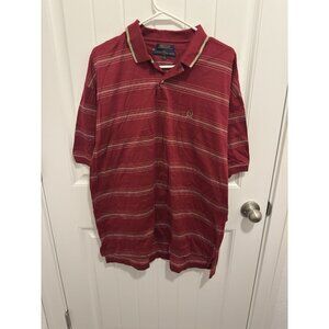 Tommy Hilfiger Men’s Burgundy/Tan Striped Polo‎ Size XL